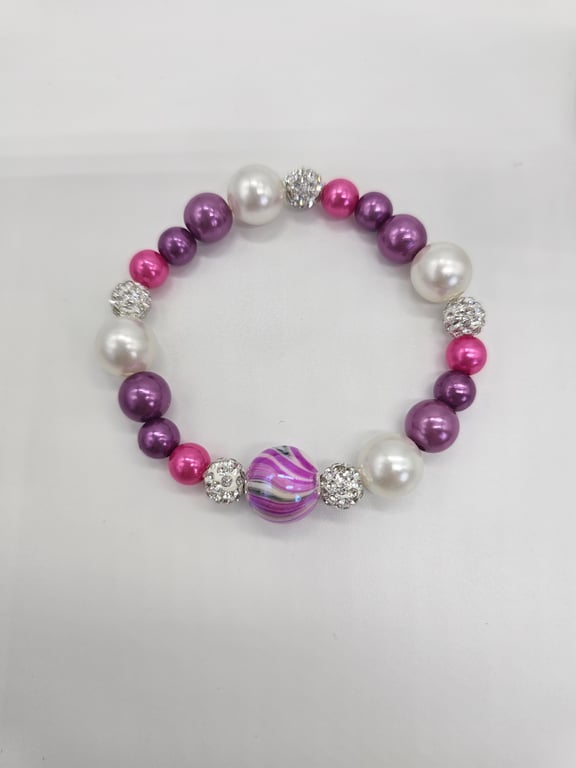 Purple and Pink Beaded Bracelet — photo 2