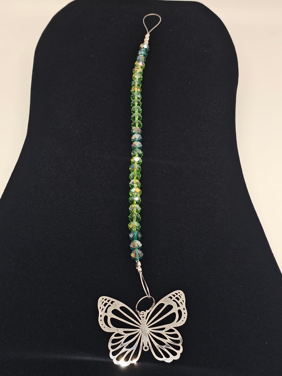 Green Crystal Butterfly Sun Catcher