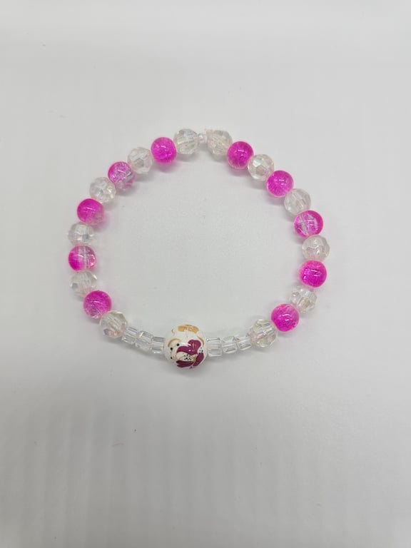Pink and Clear Beaded Stretch Bracelet — photo 2