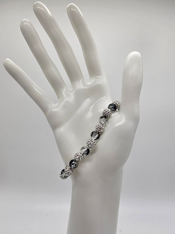 Silver and Clear Beaded Bracelet
