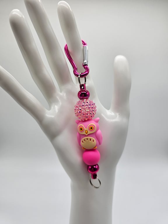 Hot Pink Owl Keychain