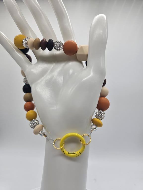 Chunky Earthy Wristlet with Yellow Ring
