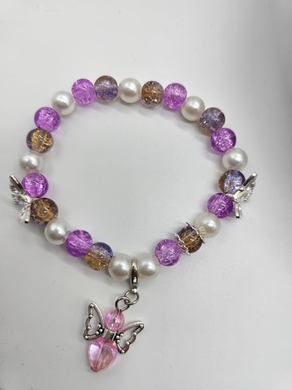 Butterfly Charm Bracelet in Pink and Purple — photo 2