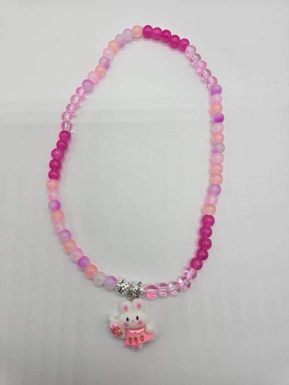 Sweet Bunny Pink Beaded Necklace — photo 2