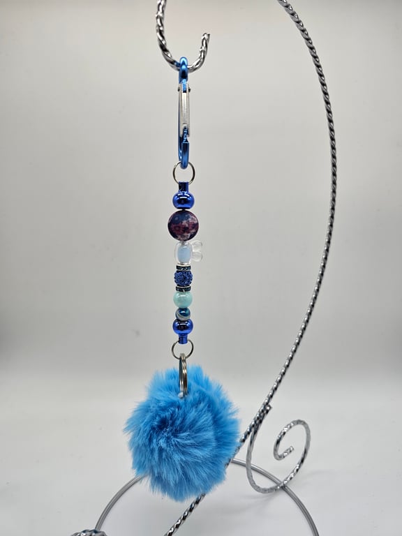 Sky Blue Pom-Pom Keychain