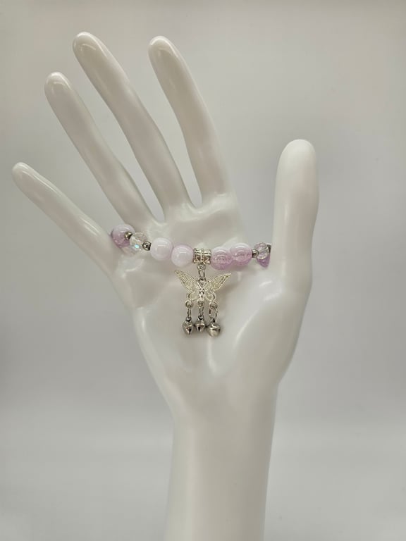Soft Lavender Butterfly Charm Bracelet