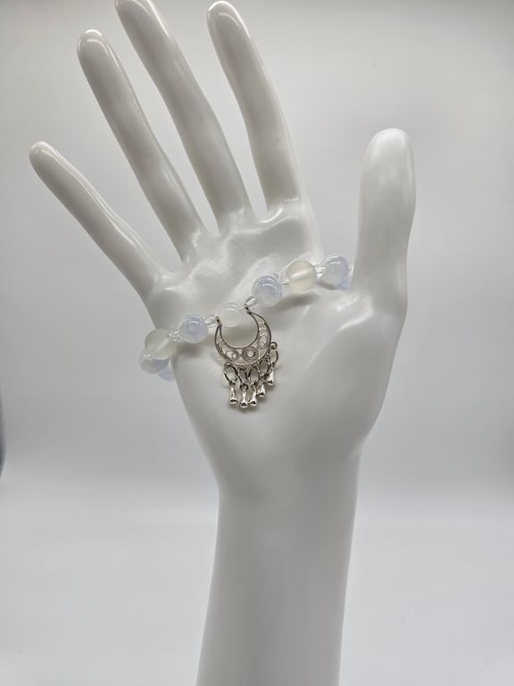Silver Moonlit Glass Bead Bracelet