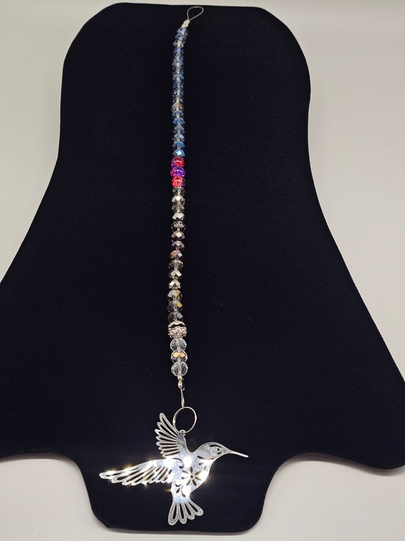 Silver Hummingbird Suncatcher
