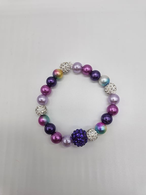 Purple and Silver Stretch Bracelet — photo 2