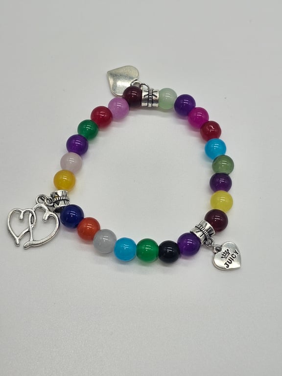 Rainbow Glass Bead Charm Bracelet — photo 2
