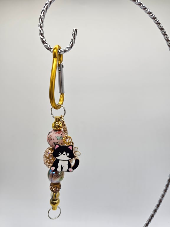 Black Cat Beaded Keychain