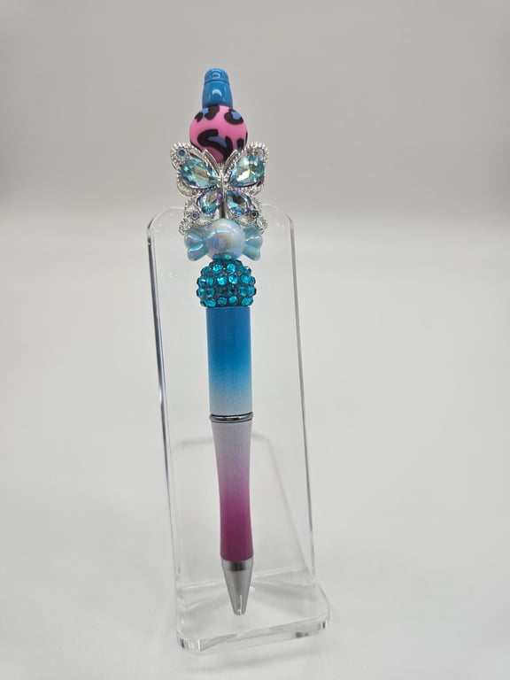 Blue and Pink Butterfly Ballpoint Pen
