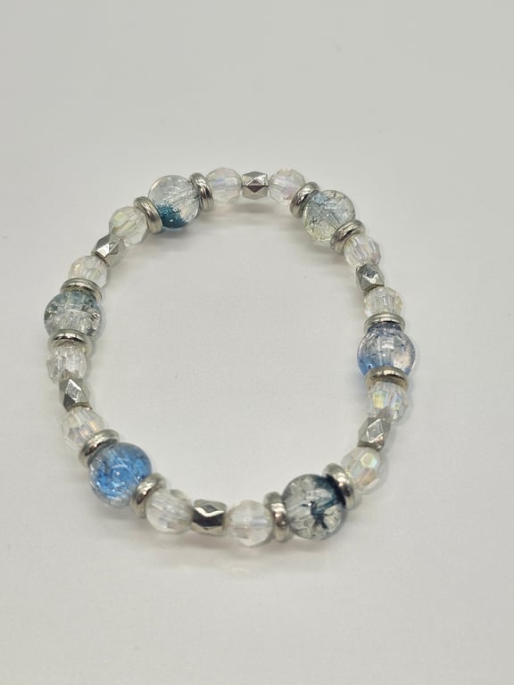 Sky Blue and Silver Stretch Bracelet — photo 2