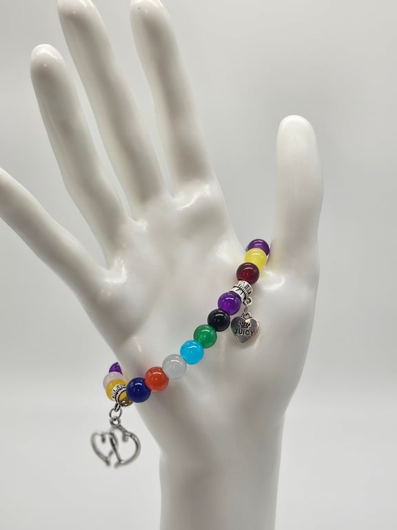 Rainbow Glass Bead Charm Bracelet — photo 1