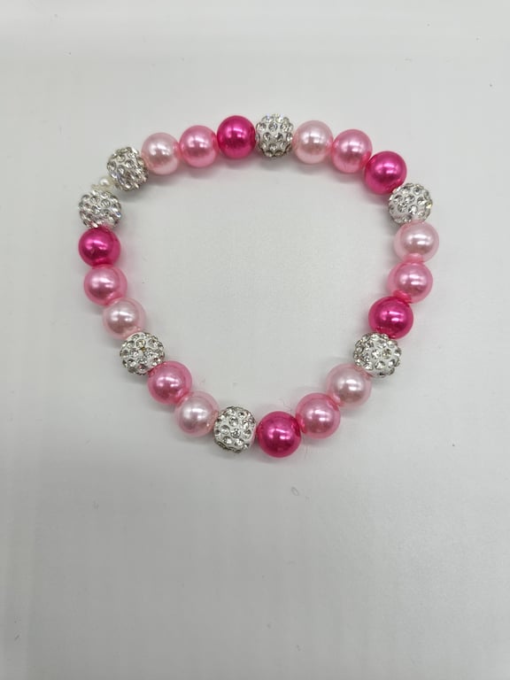 Soft Pink Beaded Bracelet with Silver Ball Charms — photo 2
