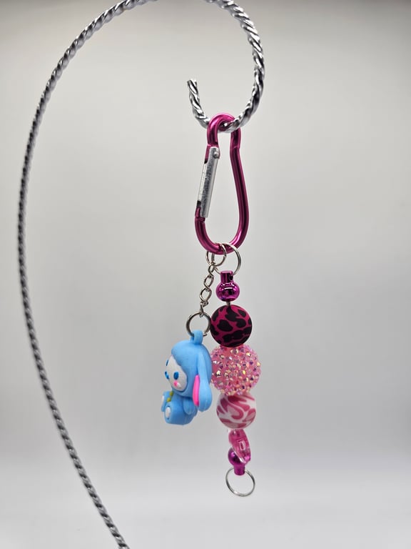 Cute Blue Bunny Charm Keychain