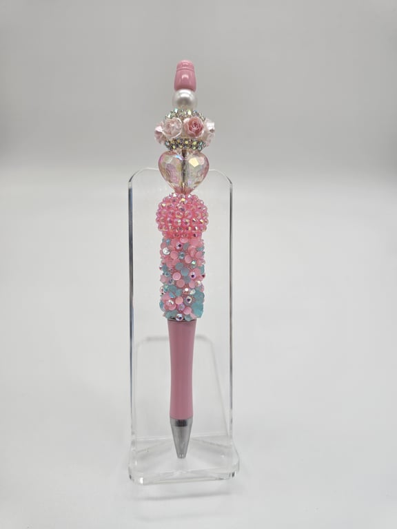 Pink and Silver Heart Pen
