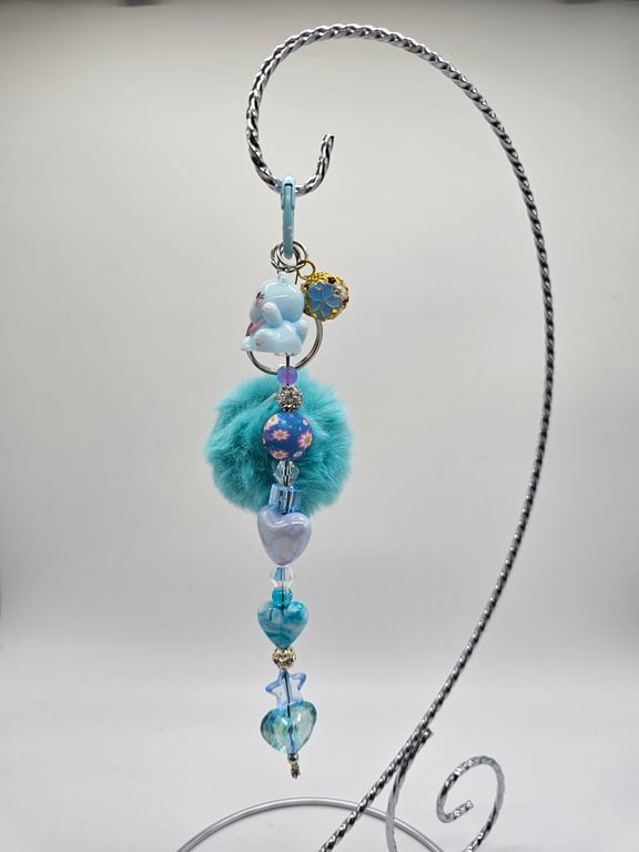 Sky Blue Pom-Pom Keychain