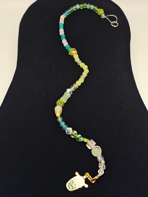 Lime Green and Blue Glass Beaded Sun Catcher