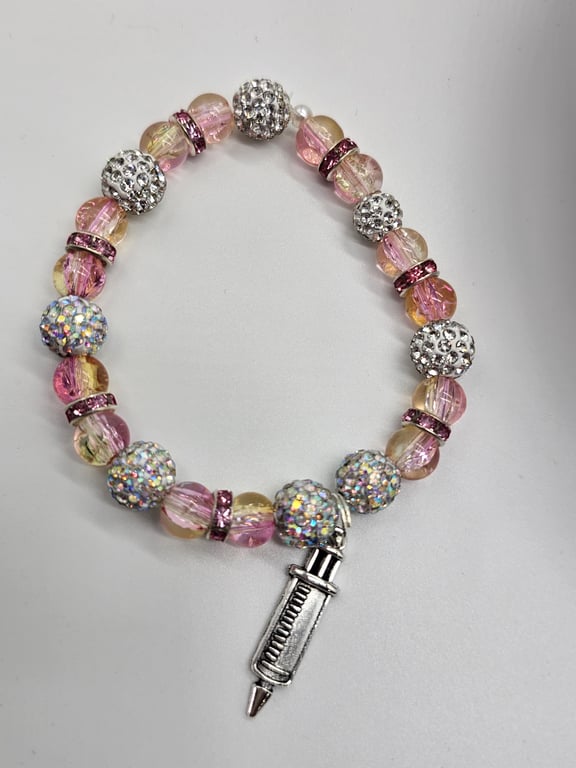 Pink and Silver Stretch Bracelet — photo 2