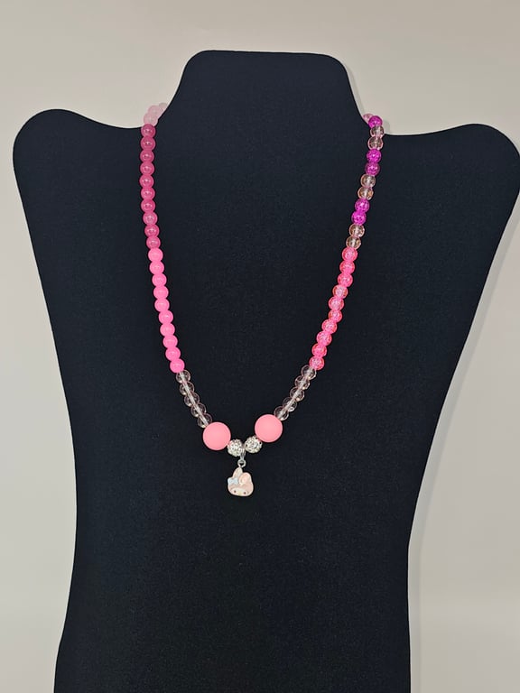 Pastel Pink and Silver Necklace with My Melody Charm