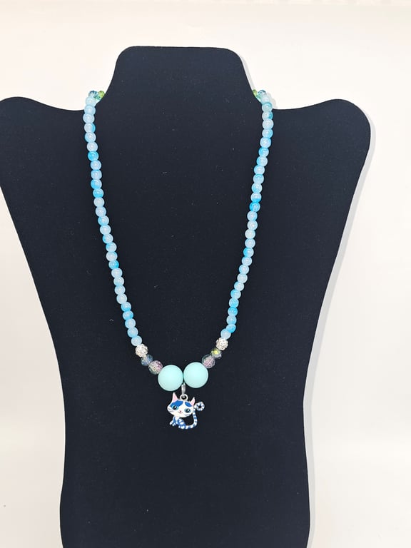 Sky Blue Cat Necklace