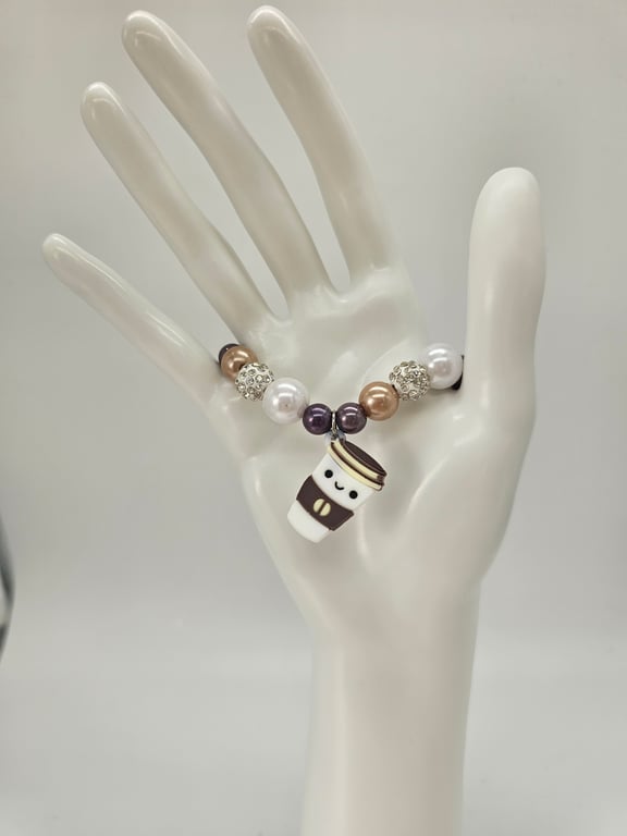 Coffee Brown Beaded Stretch Bracelet