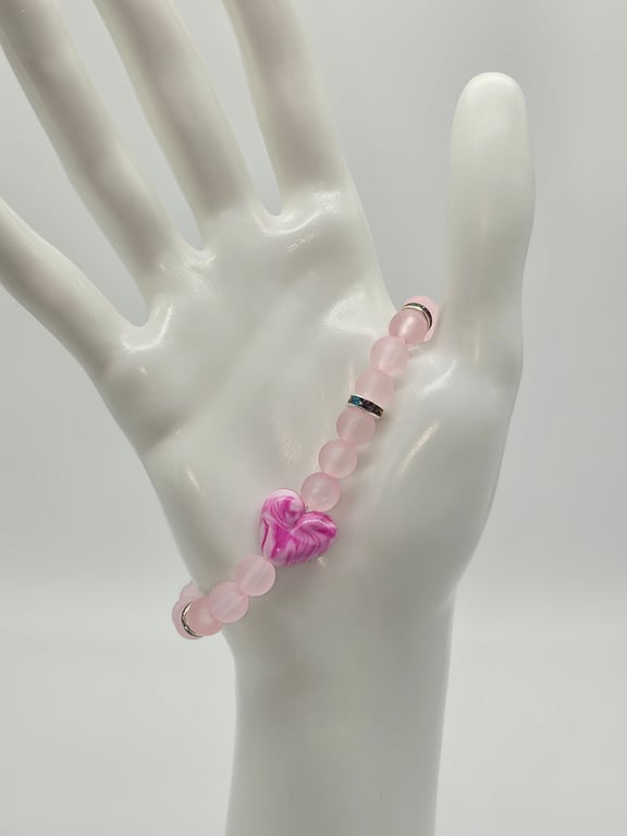 Soft Pink Heart Charm Bracelet