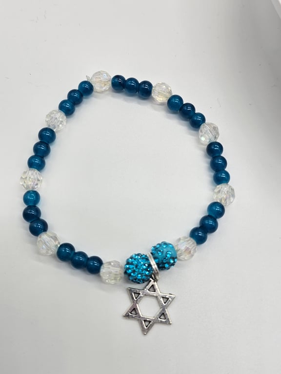 Blue and Silver Star of David Bracelet — photo 2