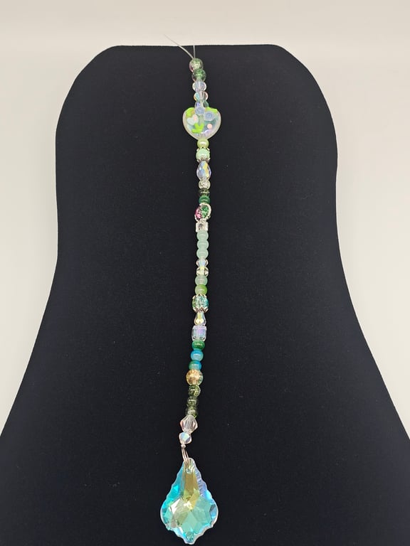 Sky Blue and Lime Green Beaded Sun Catcher
