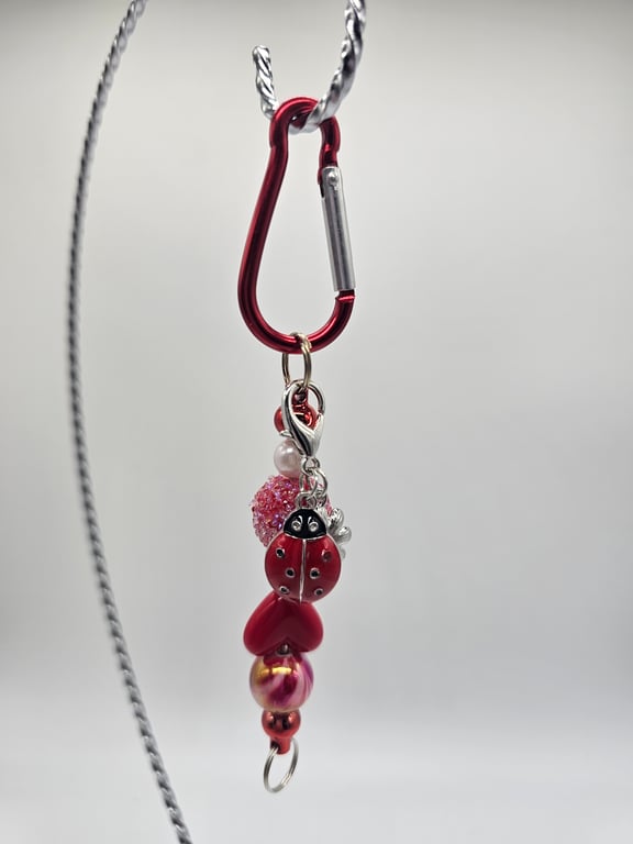 Red Ladybug Beaded Keychain