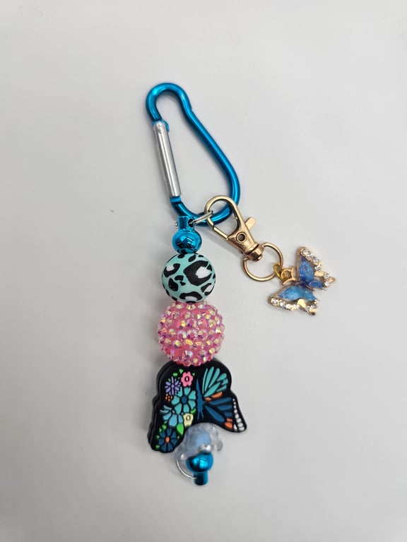 Pink and Black Butterfly Bag Charm — photo 2