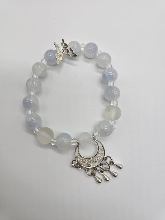 Silver Moonlit Glass Bead Bracelet — photo 2