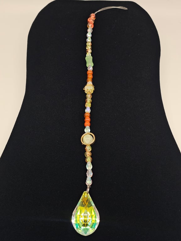 Sunlit Yellow Teardrop Beaded Sun Catcher