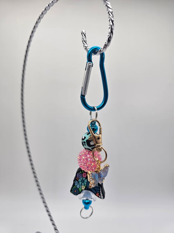 Pink and Black Butterfly Bag Charm