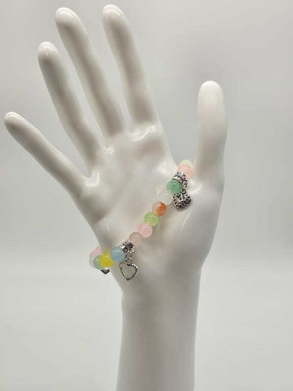 Pastel Rainbow Heart Charm Bracelet