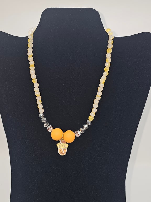 Sunshine Boba Yellow and Silver Necklace