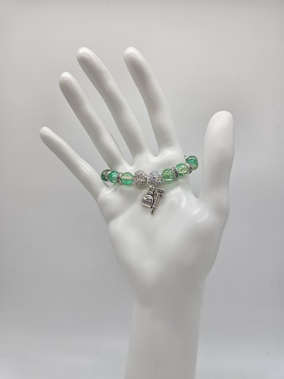 Emerald Green and Silver Charm Bracelet