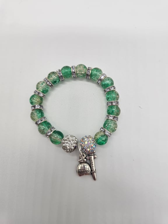 Emerald Green and Silver Charm Bracelet — photo 2