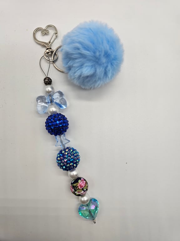 Sky Blue Pom-Pom Keychain — photo 2