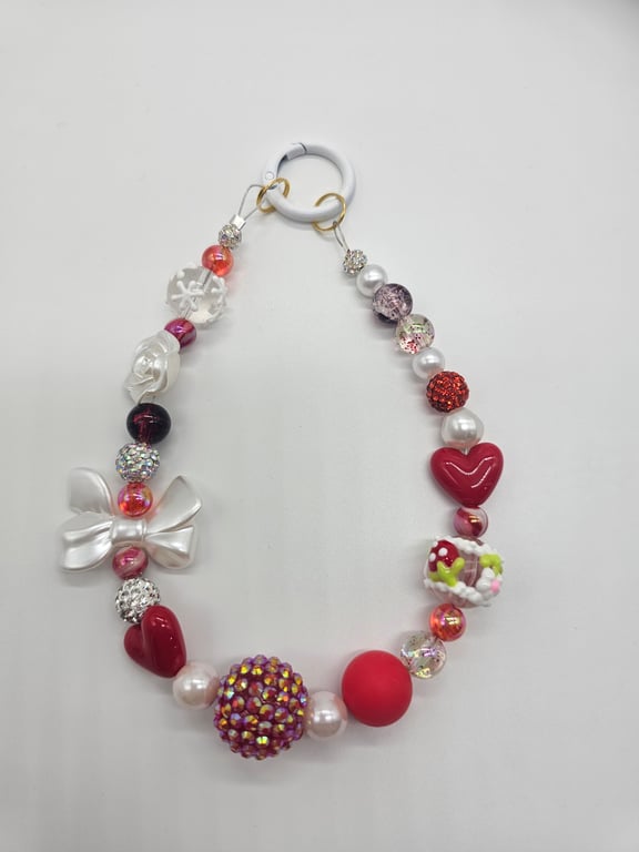 Red and Pink Chunky Phone Wristlet — photo 2