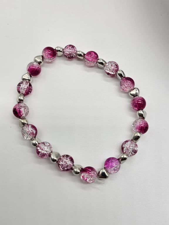 Pink and Clear Beaded Bracelet — photo 2