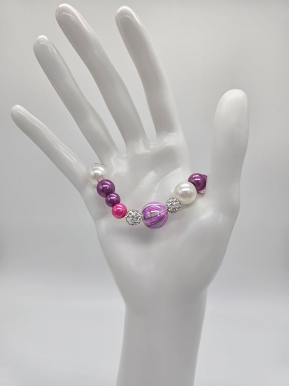 Purple and Pink Beaded Bracelet
