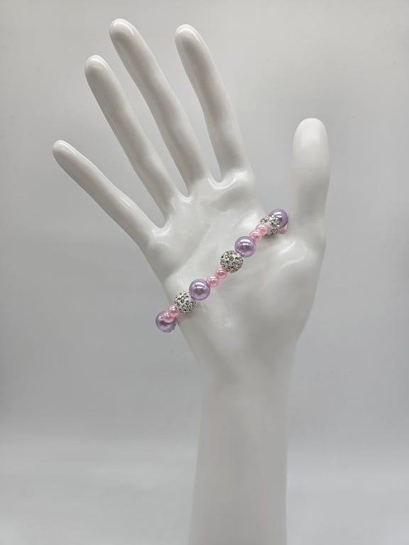 Soft Pink and Lavender Beaded Bracelet