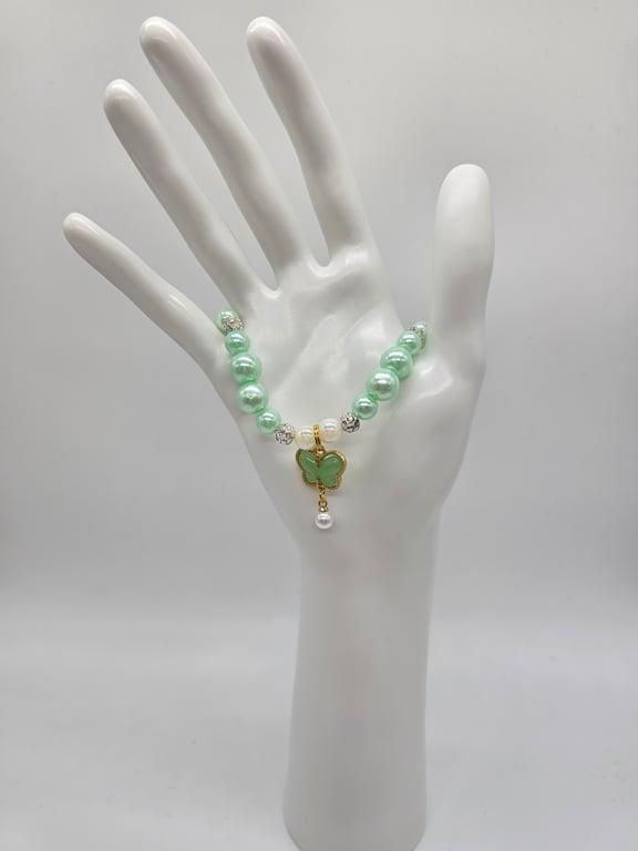 Mint Green and Pearl Beaded Bracelet