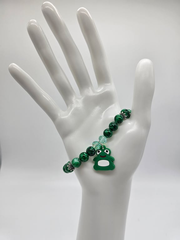 Emerald Green Froggy Charm Bracelet