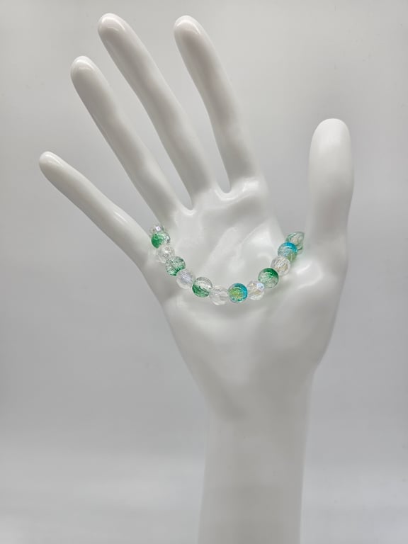Green and Clear Beaded Bracelet
