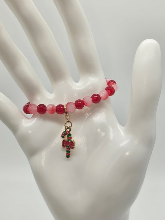 Candy Red and Pink Beaded Bracelet — photo 1