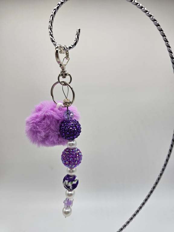 Purple Pom-Pom Keychain