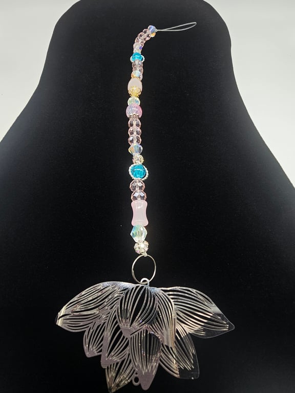 Pastel Beaded Lotus Sun Catcher